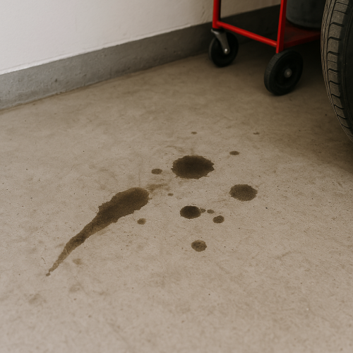 old oil stain on concrete alt="bad oil stain on my concrete"