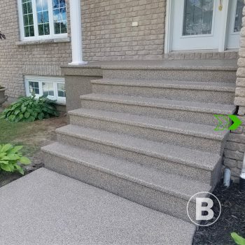 alt="Concrete porch covered with a grey coating."